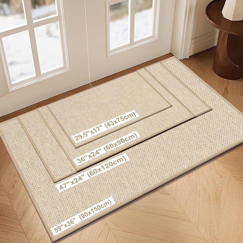 LEKEEPGO Door Mat 36"x59", Non Slip Door Mat Indoor Entrance, Rubber Backing Front Indoor Door mat Washable Absorbent Low-Profile Entryway Entry Resist Dirt Inside Door Mats, Khaki - Image 2